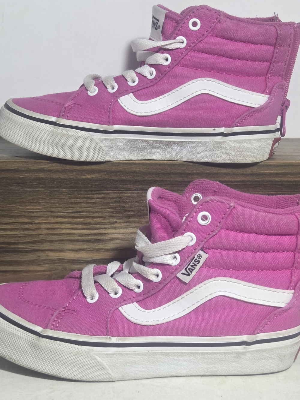 Vans Sk8-Hi Zip Shoes Pink Canvas High-Top Sneakers Kids Size US 12.0